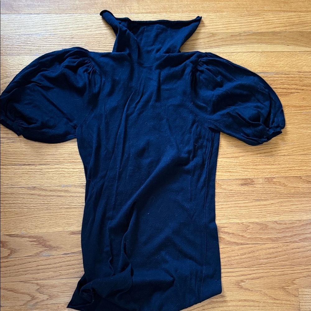 Flou Black Puff Sleeve Turtleneck Sweater